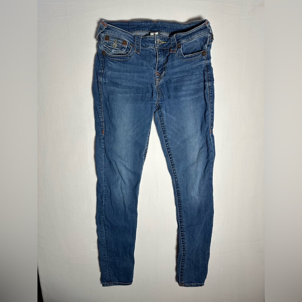 True Religion Women's Size 28 Skinny Jeans Blue Denim Y2K Designer - Picture 4 of 8
